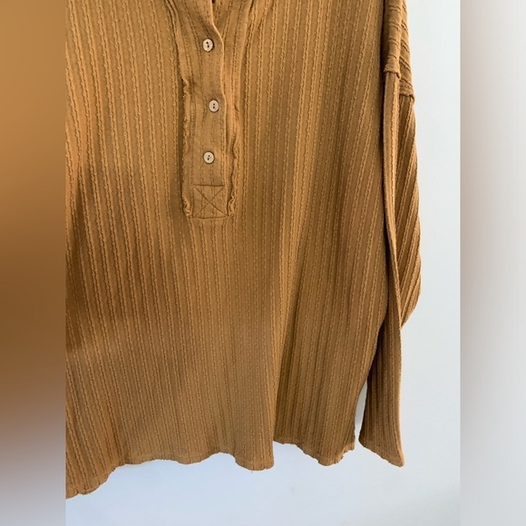 BKE Knit Waffle Shirt Button Down Henley Long Sleeve Top Brown Size XXL Hippie - Picture 5 of 8